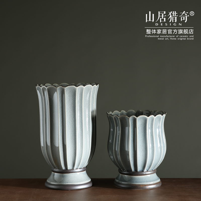 Ceramic table dry flower vase example room home decoration vase furnishing articles sitting room lace flower implement porcelain bottle arranging flowers