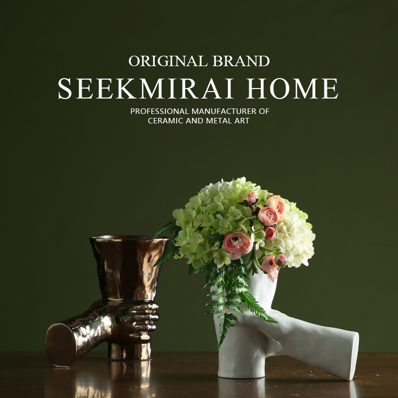 New Chinese style Nordic household soft outfit example room furnishings furnishing articles creative ceramic flower arranging flowers, holding a vase