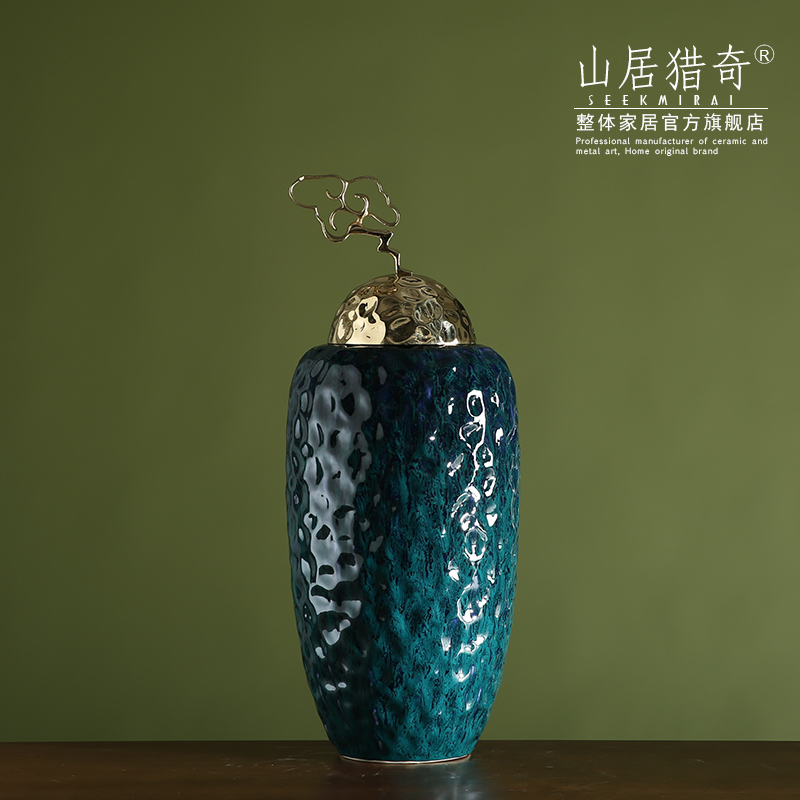 Zen of new Chinese style household soft adornment example room sitting room porch decorate as the metal ceramic lucky cloud cover