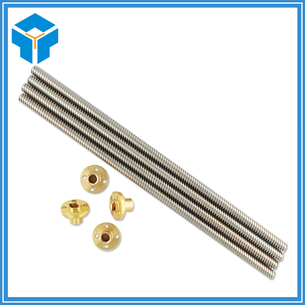 t8丝杆步进电机丝杆3d打印机丝杆300mm长度配螺母 螺距2导程8