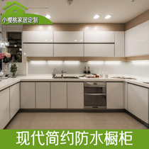 Quartz stone cabinet waterproof glass door kitchen Foshan Guangzhou door measuring ruler custom kitchen cabinet stone cabinet
