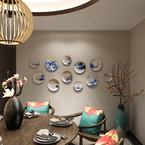New Chinese classical landscape decoration plate creative background wall hanging plate hotel model room decoration sitting plate decoration
