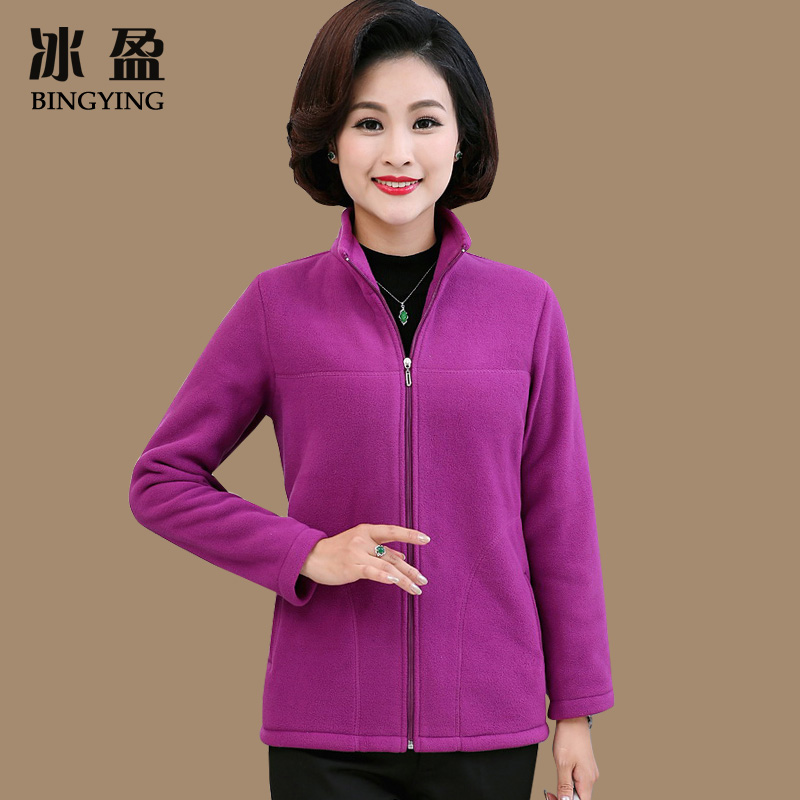 Mother spring fleece jacket thickened middle-aged and elderly women's loose top 2023 new autumn and winter clothes