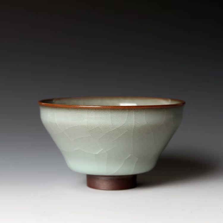 新品龙泉青瓷茶具哥窑开片功夫茶杯 茶盏 主人杯 冰裂釉纯手工_7折