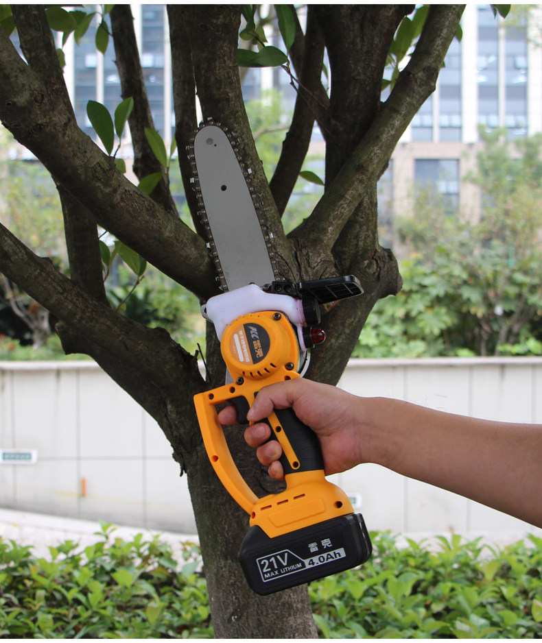 雷克锂电单手锯小型家用充电式电锯无线电链锯户外果园修枝伐木锯