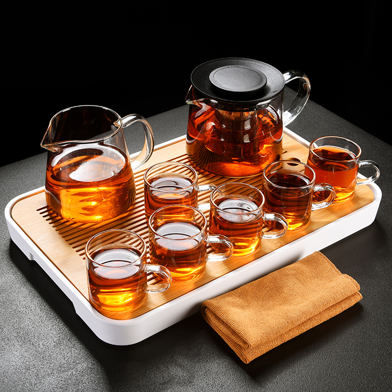 & old kung fu tea set, glass suits for contracted household Japanese cooking tea tea, the teapot teacup tea tray tray