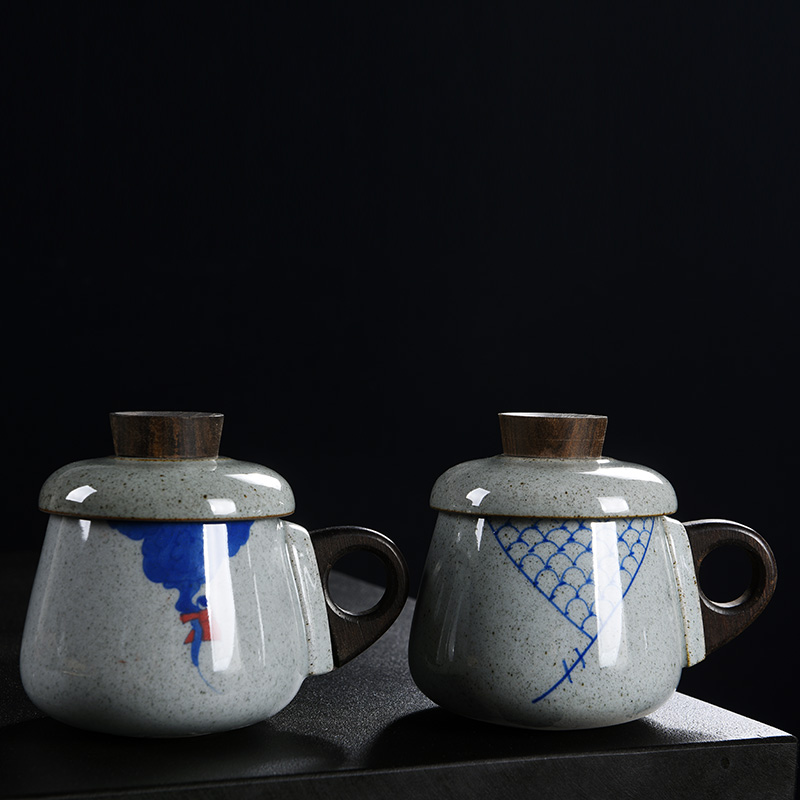 Old &, ceramic cups with cover filter wood ultimately responds a cup of tea cup office master the hand - made mark cup