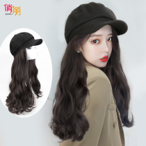 women's autumn winter natural long hair hat wig fashionable long curly net red octagon head cover