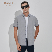 TRANDS Great Yang Chuangshi Cotton Striped Short Sleeve Shirt Mens Striped Italian Fabric TR1633903