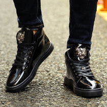 Mens shoes autumn special size 45 patent leather board shoes men widen 46 enlarged number 47 Korean hip hop trendy shoes high shoes men