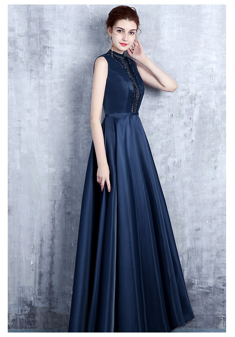 晚礼服女2021新款端庄大气缎面晚宴会高贵优雅演出服主持人礼服裙