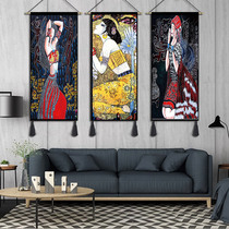 Chinese homestay decoration tapestry hotel bedroom sofa ethnic style wall decoration cloth hanging painting porch cloth painting