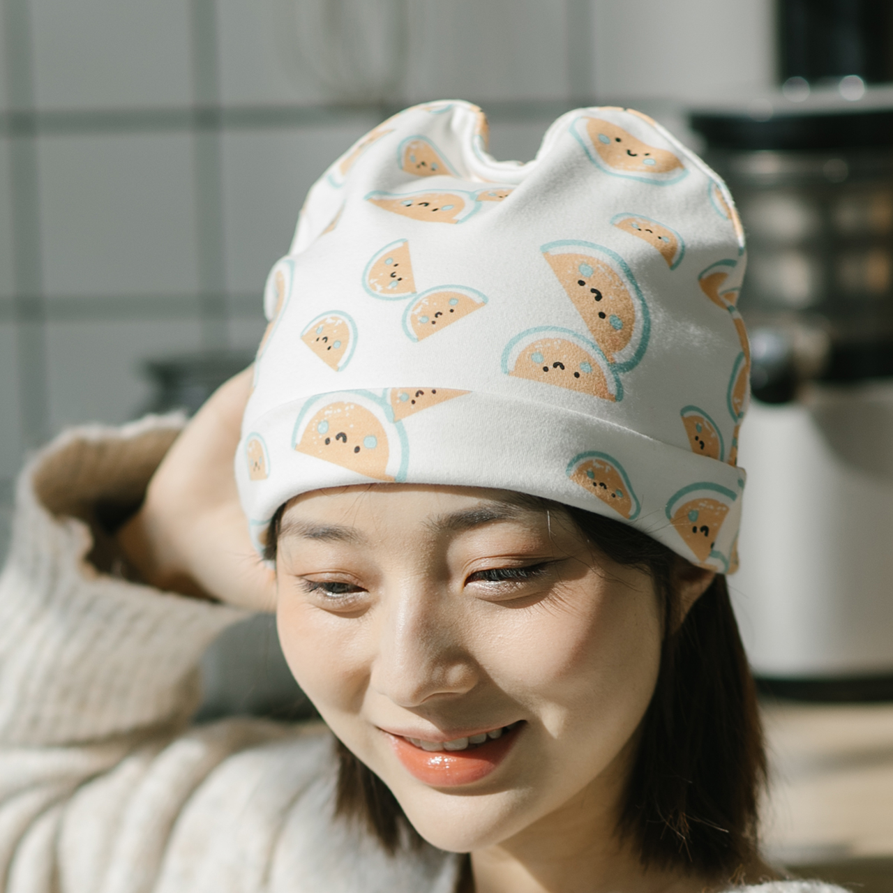 Confinement hat postpartum spring and autumn April cute pregnant woman cotton hat maternity confinement windproof spring turban headband