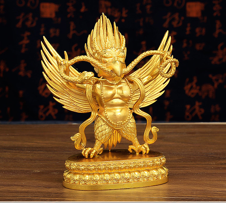纯铜鎏金大鹏金翅鸟佛像藏传佛教密宗摆件供奉礼佛居家摆件高12cm