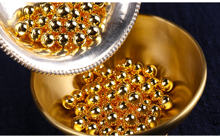 s990纯银镀金真空珠藏传佛教曼扎供珠小金珠无孔真空圆珠装藏