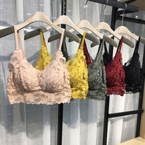 European and American style French lace beauty back bra Female nightclub sexy base sling Anti-light thin cup comfortable short sling