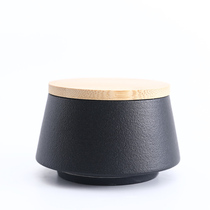 Brief Black Pottery Tea Leaves Jar Ceramic Sealed Deposit Tea Jar Medium Size Portable Retro Tea House Day Style Tea Barn Home