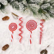 Christmas decorations creative red and white plastic lollipop simulation candy Christmas tree pendant scene layout