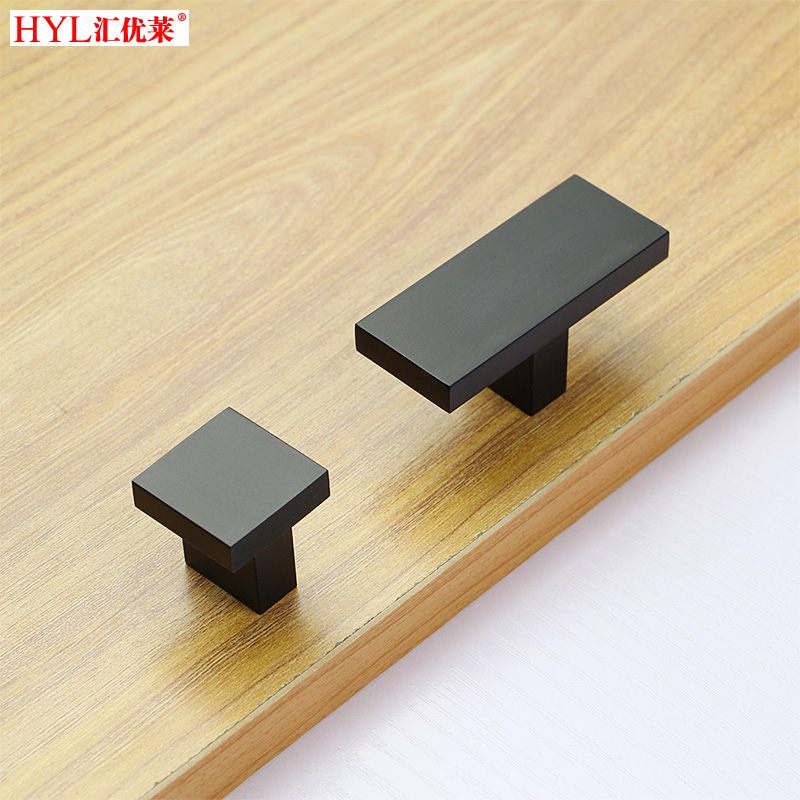 哑黑色正方形柜门拉手现代简约橱柜衣柜抽屉长方形家具小拉手