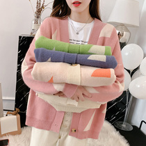 Jane and 2019 real shot Angola good quality sweater female foreign style loose autumn and winter cardigan Korean version of the jacket lazy