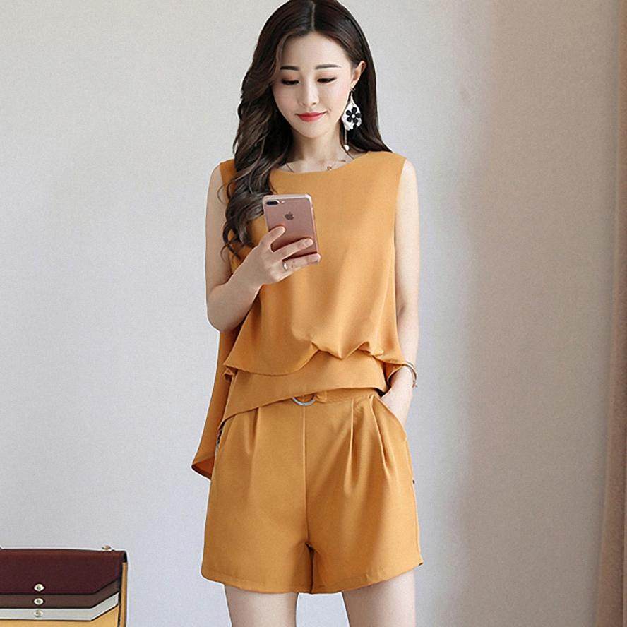 唯品会2017夏装新款ccdd女装专柜正品小清新显瘦短衣短裤两件套装