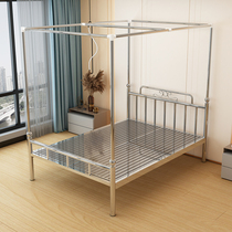 Stainless steel bed 1 58 m double bed modern simple luxury 304 padded children's iron bed with mosquito net support