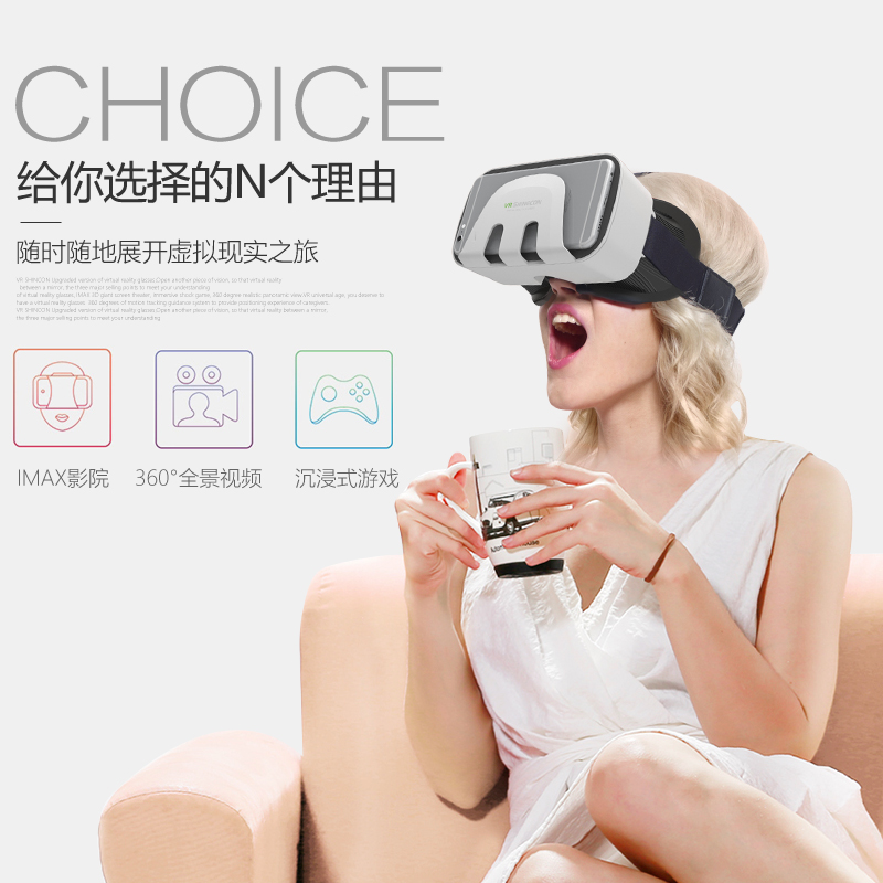 shinecon VR眼镜3D虚拟现实眼镜智能手机头戴式游戏头盔家庭影院产品展示图3