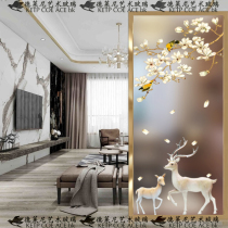 Art glass partition screen into the home aisle porch background wall moving door shoe cabinet modern light luxury American fortune deer