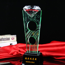 Crystal Glass Diamond Trophy Lettering Custom Creativity Trophy Big Diamond Star Crown Subseason Gold And Silver Bronze