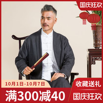 Chinese style Tang suit mens long shirt Chinese robe leisure into the house clothes outside suit autumn and winter wool clothes men