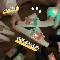 Lovers bestie humbling nets red festoons bright lights sparkling slippers adult male and female funny cool tug