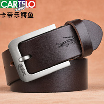 Cadillac Alligator Leather Belt Men's Leather First Layer Cowhide Pin Buckle Belt Middle-aged Youth Business Casual Trouser Strap Trendy