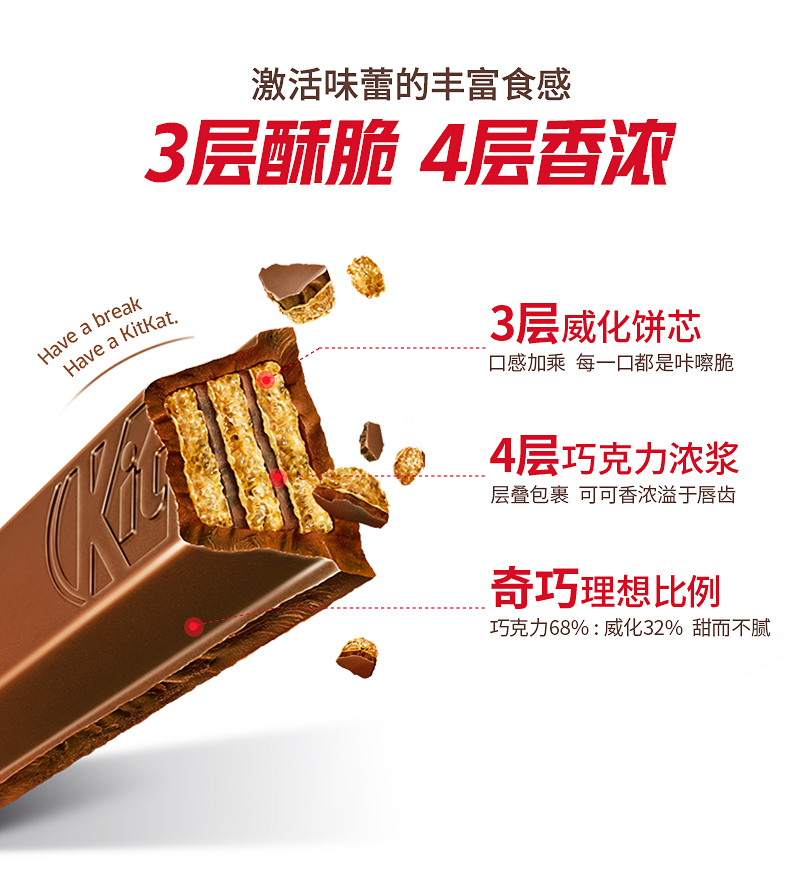 KitKat雀巢奇巧威化盒装146gx4盒