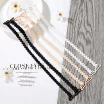 Lace shoulder strap womens off-the-shoulder underwear bra sexy invisible transparent bra with non-slip incognito black