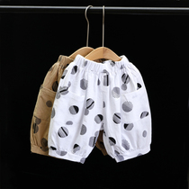 Cotton linen loose Harlem pants baby pants thin boys and girls five-point pants Capri pants short pants summer outside