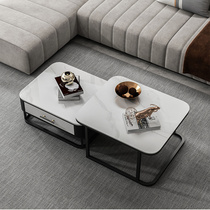Italian light luxury Rock Board coffee table modern simple small household coffee table square Creative Square TV cabinet combination