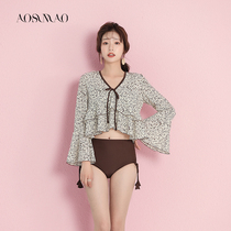 Swimsuit women 2021 New thin belly covered belly hot spring small breasts gathered fairy fan split conservative meat swimsuit