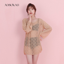 Split swimsuit women thin Belly Belly 2021 new hot spring Korean ins conservative three-piece cover meat swimsuit