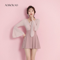 Swimsuit women Summer Siamese belly thin conservative 2021 new hot spring small breasts fairy model skirt swimsuit women