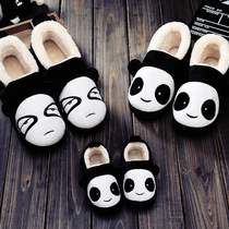 Couple cotton slippers bag with winter warm mens indoor family of three plush cotton shoes home parent-child cartoon