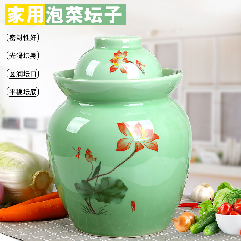 Household pickle jar to thicken the pickle jar sichuan pickle jar preserved pickle ceramic seal cylinder double salted egg