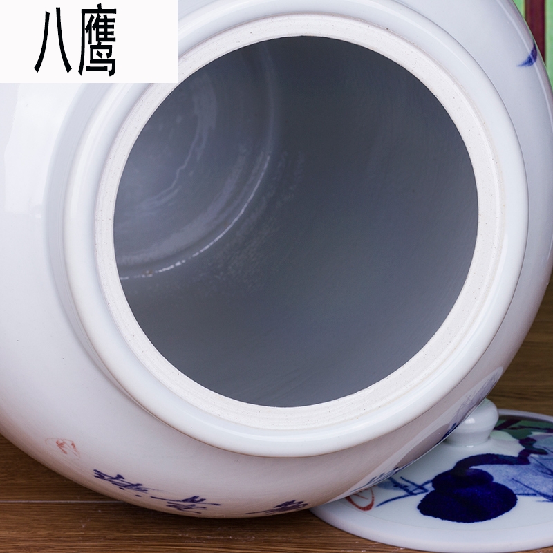 Jingdezhen hand - made ceramic barrel 50 kg household 100 jins piggy bank kimchi cylinder packaging jars container