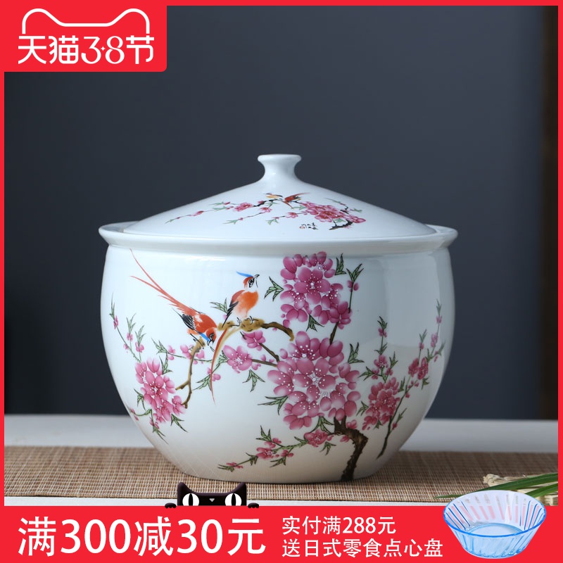 Household ceramics barrel ricer box with cover storage of rice wine pickle meat cylinder 5 jins of 10 jins 20 jins sealing worm