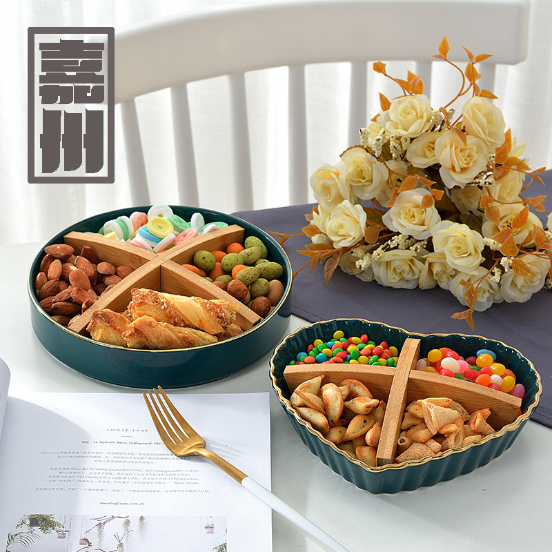 Creative snacks points tray blackish green up phnom penh 'lads' Mags' including nuts, dried fruit ceramic disc candy dish fruit compote frozen dessert plate