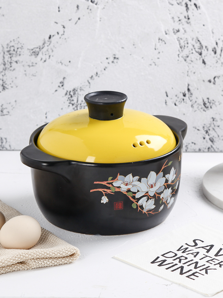 Soup rice casseroles, high temperature resistant Soup pot small ceramic casserole pot Soup pot stew flame household gas Soup pot trumpet