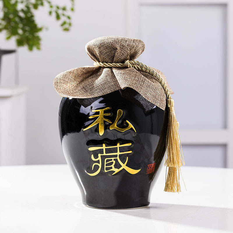 Possession of of primitive simplicity of jingdezhen black 1 catty 2 jins of 3 kg 5 jins of 10 jins to bottle wine jars it a jar of wine