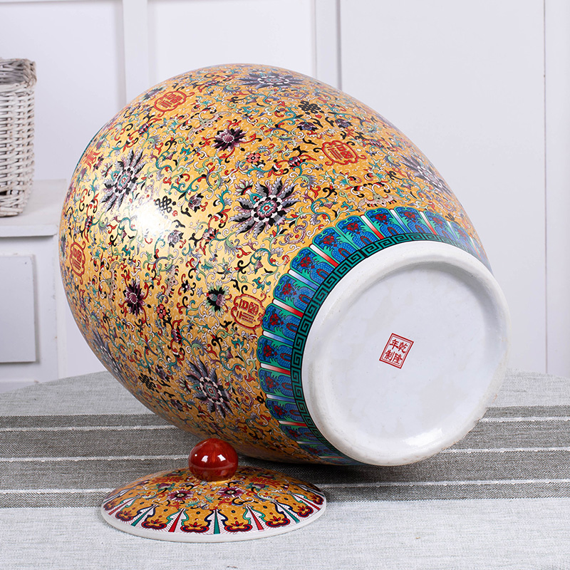 Jingdezhen ceramic household with cover cylinder barrel surface large capacity moistureproof insect - resistant storage tank ricer box 20 jins 50 pounds