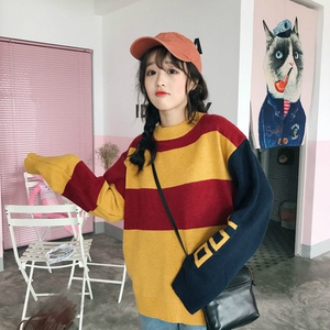 43网红慵懒风小清新毛衣女韩版宽松针织上衣甜美粗毛线冬潮