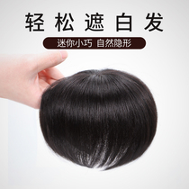 Wigg piece head reissue piece female light summer simulation top heart cover white hair scarce increase hair amount supplement head short real hair