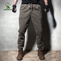 American old casual tie pants loose leg camouflage pants loose waist mens tactical military pants